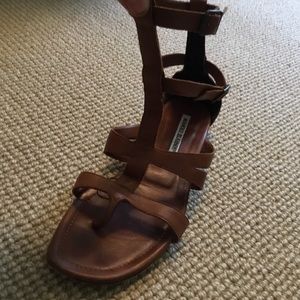 Brown leather sandals MANOLO BLAHNIK